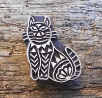 Katze, Tiermotiv, Blaudruckstempel, Druckstempel, Stoffdruckstempel, Textilstempel