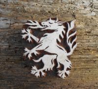 Drache, Blaudruckstempel, Holzstempel, Stoffdruckstempel, Motivstempel, Textilstempel