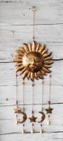 Wandhänger, Türhänger, Windspiel aus Metall, Sonne, Mond und Sterne