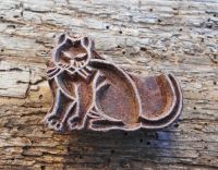 Katze, Stoffdruckstempel, Textilstempel, Druckstempel, Holzstempel, Blaudruckstempel