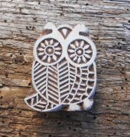 Eule, Tiermotiv, Blaudruckstempel, Stempel, Druckstempel, Holzstempel