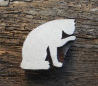 Katze, Stoffdruckstempel, Textilstempel, Druckstempel, Holzstempel, Blaudruckstempel